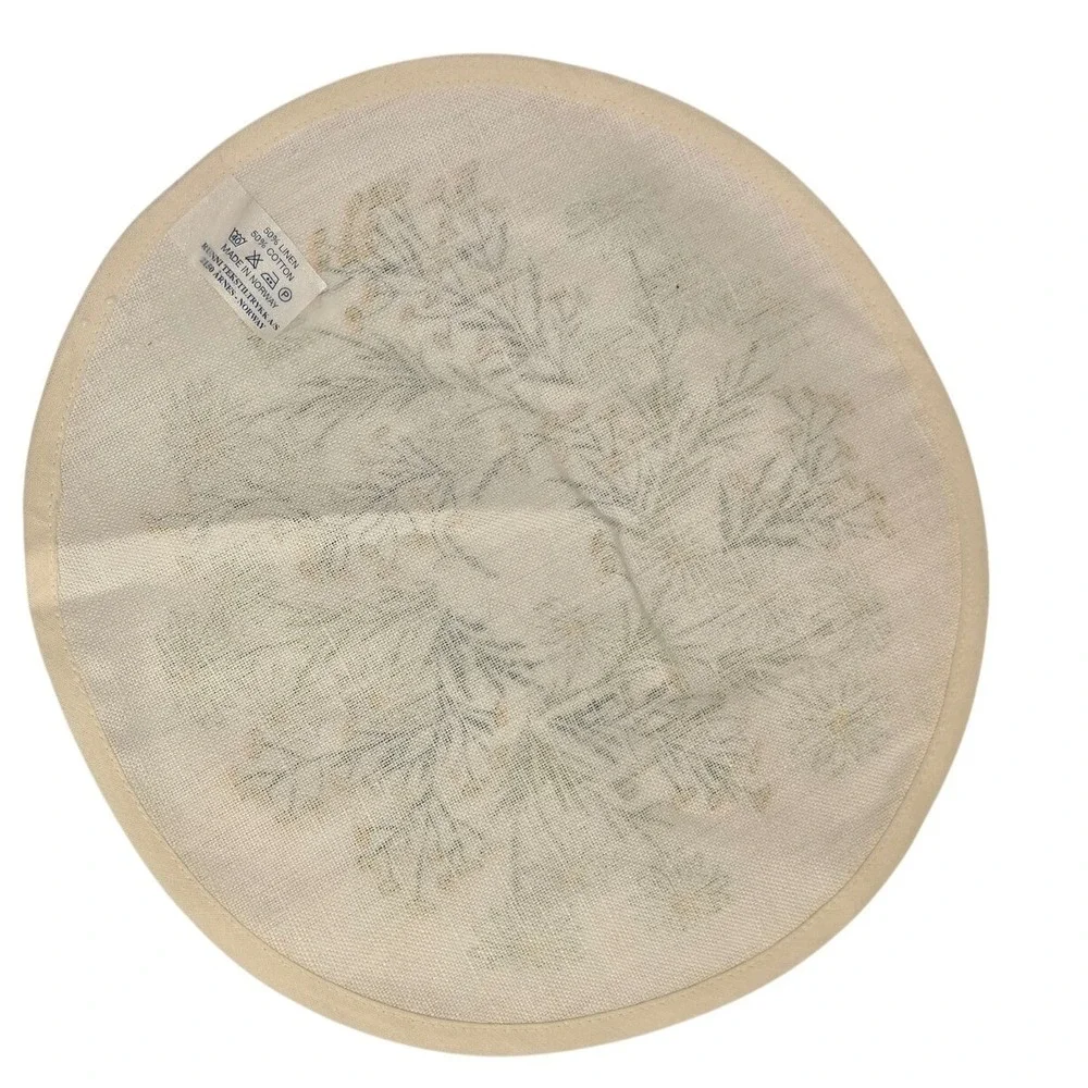 Vintage Runni Tekstiltrykk Norway Linen Cotton Floral Round Placemats Set of 2